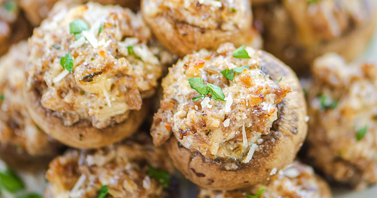 Low Carb Cheesy Italian Sausage Stuffed Mushrooms Recipe